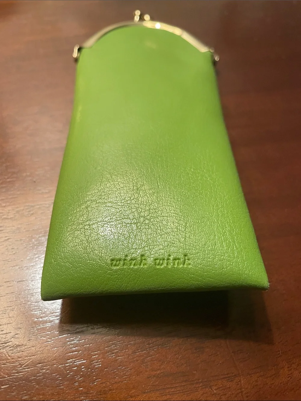 kate spade Lime Green Leather Kiss-Lock Glasses Sleeve with Gold kisslock Frame